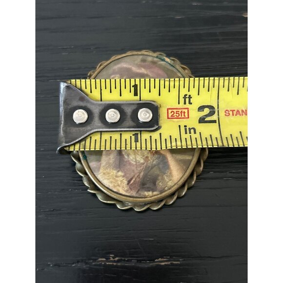 Antique Brooch Portrait of a Pompadour Lady Wearing a Hat Oval Frame Patina - Picture 10 of 10